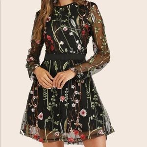 Embroidered Mesh Dress